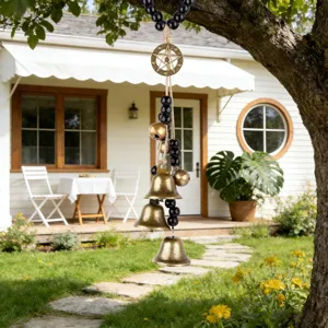 Heksen bel windspel deur hangende huis decor met houten kralen en messing bellen