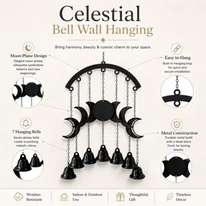 Hemelse Bel Wandhangende Maanfase Metalen Windgong voor Binnen en Buiten Huis Decor