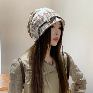 Ethische Batik Slouchy Beanie Mütze für Damen, Vintage Fransen Quasten Strickmütze Herbst.