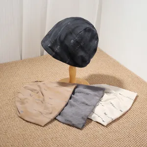 Damen Buchstabe Druck slouchy Beanie Mütze lässig weich stylisch bequem Alltag Kopfbedeckung