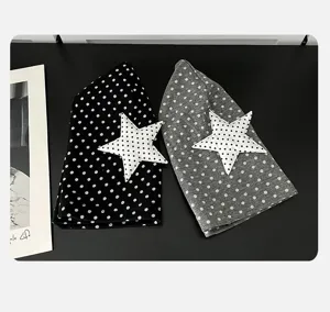 Korean style cute star polka dot slouchy beanie hat, breathable casual summer hat for women.