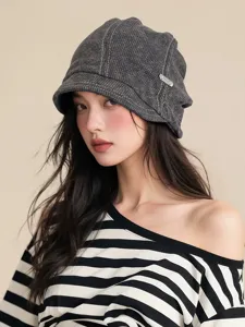 Ρετρό πλεκτό σκουφάκι slouchy για γυναίκες, casual χειμωνιάτικο streetwear καπέλο.