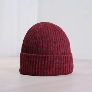 Bonnet tricoté couleur unie hiver femme homme, chapeau chaud coupe-vent côtelé style beanie.