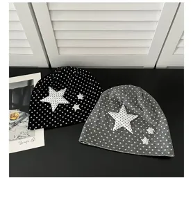 Korean style cute star polka dot beanie hat casual breathable slouchy cap women new