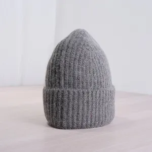 Bonnet Tricoté Hiver Chaud Épais Couleur Unie Casual Extérieur Coupe-vent Laine Chapeau