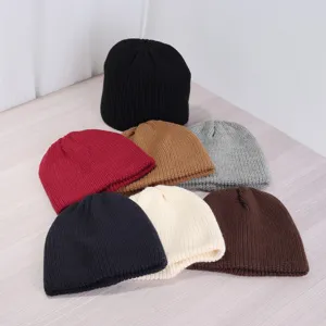 Solid color knitted beanie winter warm thick casual streetwear couple hat assorted