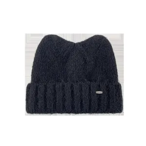 Kuschelige Damen Mütze mit Katzenohren, warme Strickmütze für den Winter mit Umschlag.