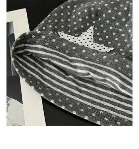 Korean ins style women polka dot slouchy hat detail, breathable star patch beanie cap.