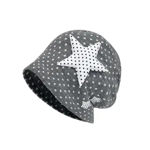 Women Sweet Polka Dot Star Slouchy Beanie Hat Breathable Cotton Baggy Cap For Summer Spring Cute Star Wings Girl Headwear