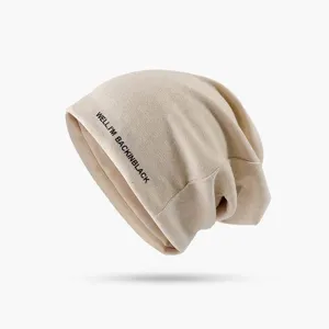 Damen Slouchy Strickmütze Baumwolle Polyester Japanischer Stil Buchstabendruck Überziehmütze Warm Outdoor Winddicht Skull Cap