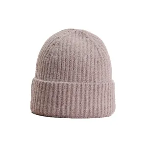 Bonnet en tricot côtelé unicolore chaud pour l'automne et l'hiver, vue principale