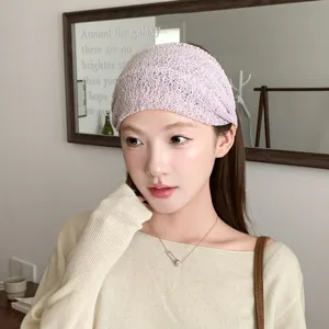 Leichtes lila Mesh Stretch Stirnband, atmungsaktives schnelltrocknendes breites Haarband für Damen.
