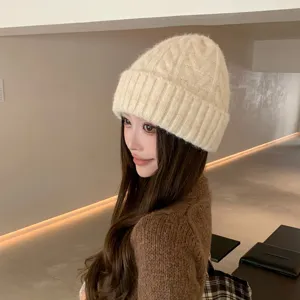 Cómodo gorro de punto de ochos para mujeres, elegante sombrero de invierno muy cálido.