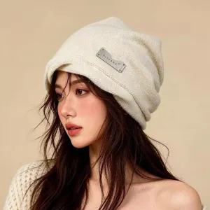 Gorro de punto estilo coreano para mujer, gorro slouchy de invierno cálido y cortavientos