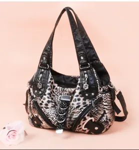 Leopard print women shoulder handbag PU leather fashion stylish crossbody bag detail