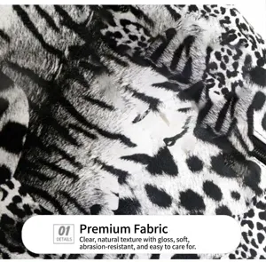 Detailed close-up shot of women's black and white leopard print bag fabric, clear texture.