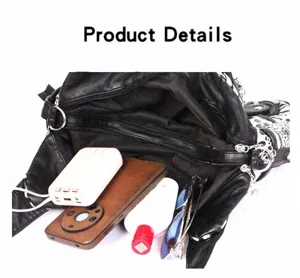 Detailed view of the women shoulder bag interior capacity showing multiple compartments.
