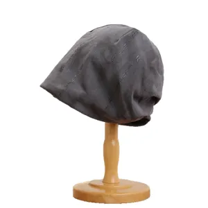 Graue Letter Print slouchy Beanie Mütze für Damen, lässige Herbst Pullover Cap Mode