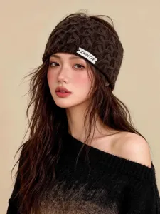 Diadema de Punto Mujer Invierno Caliente Orejera Banda para el Cabello Marrón de Moda Chic