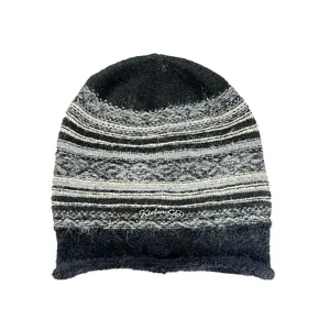 Mujer otoño invierno cálido gorro de punto jacquard felpa retro casual slouchy gorro frío negro