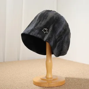 Women vintage dyed star slouchy beanie autumn winter stylish warm knit cap for daily wear