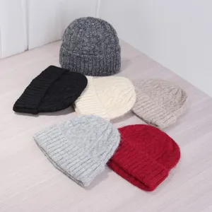 Gorro de punto de ochos para mujer invierno cálido liso suave gorro casual elegante