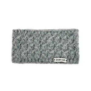 Diadema de punto gris vista detallada, accesorio para el cabello de invierno acogedor con etiqueta