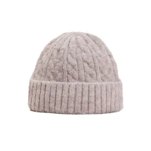 Gorro de punto trenzas mujer invierno calido color solido casual suave forro polar