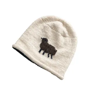 Niedliche Schaf Strickmütze für Damen, Herbst Winter warme Slouch Beanie Wollmütze, süßer Stil.