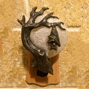 Gothic bat nightlight resin wall decor close up detail halloween lamp glowing spooky ornament