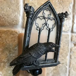 Gothic raven wall night light resin craft spooky Halloween home decor detail shot