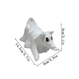 Halloween ghost dog resin figurine tabletop decoration with size dimensions white ornament