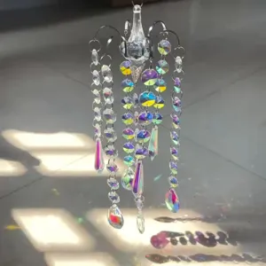 Crystal Glass Suncatcher Hanging Pendant Multi-Faceted Prism Rainbow Maker For Window Garden Outdoor Indoor Home Decor