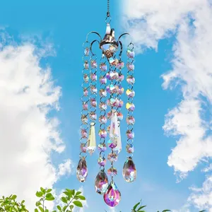 Crystal suncatcher hanging prism window decor for indoor outdoor garden light catching ornament