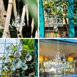 Crystal glass suncatcher hanging pendant sparkling prism for indoor outdoor garden decoration.