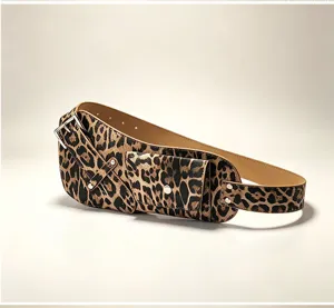 Ceinture large élégante pour femme motif léopard design de selle accessoire de mode