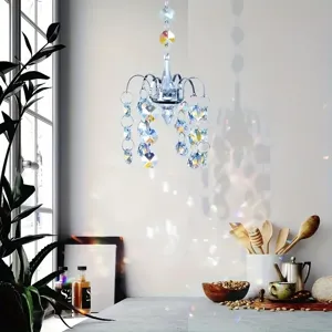 Crystal glass suncatcher hanging prism window ornament for indoor home decor garden light catching.