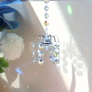 Crystal glass hanging sun catcher prism ornament for indoor and outdoor garden decor