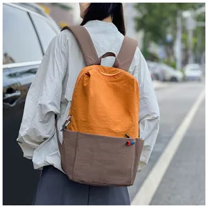 Stylish casual colorblock backpack for outdoor travel, large capacity trendy design.
