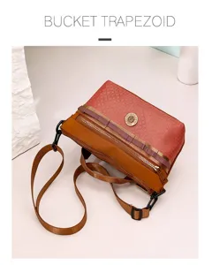Detailed view of the stylish nylon crossbody bag featuring a unique geometric grid pattern.