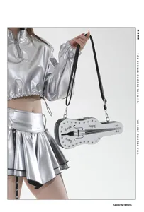 Y2K Crossbody Guitar Shaped Bag Rivet Violin Case Shoulder Bag Fashion Women Handbag