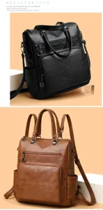 Zaino e borsa a tracolla multifunzionale in pelle PU con grande capacità e stile.