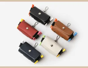 Portable mini leather golf tee bag storage pouch multi-color key chain accessories