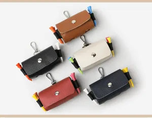 Minimalist genuine leather golf ball bag mini earphone coin storage pouch with keychain multi-color
