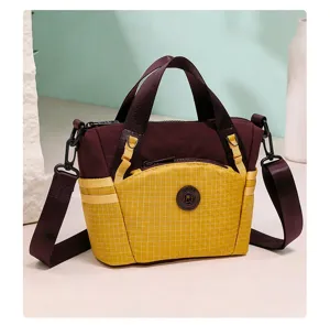 Small plaid contrast crossbody bag, stylish casual canvas small handbag for women daily commute.