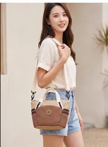 Stylish checkered small crossbody bag for women, lightweight travel handbag and daily casual purse.