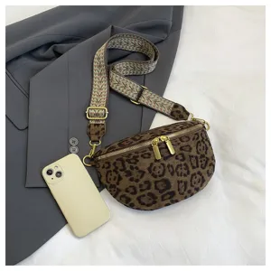 Women leopard print crossbody bag casual chest bag fashion canvas shoulder bag daily use