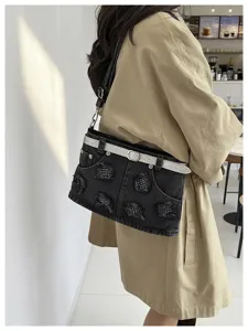 Borsa a tracolla in denim da donna design unico gonna pantalone borsa casual elegante