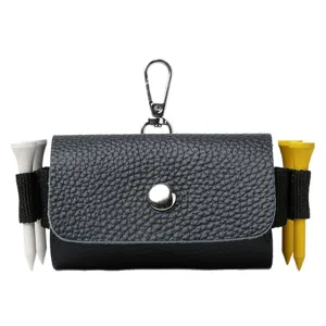 Genuine leather golf ball pouch mini storage bag with keychain and tees holder portable