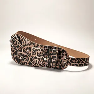 Ceinture large léopard pour femme, élégante ceinture serre-taille avec poche pour manteaux.